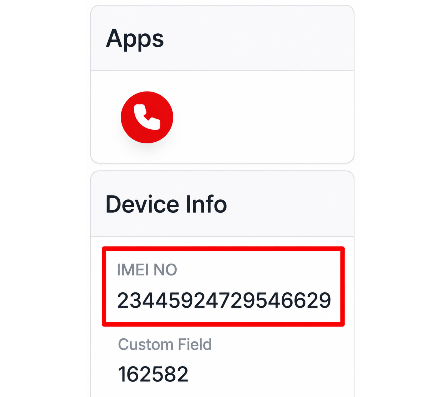 IMEI en pantalla Nuovo